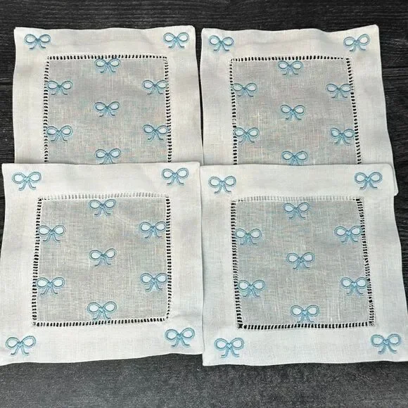 blue bow cocktail napkins set - Picture 3 of 3